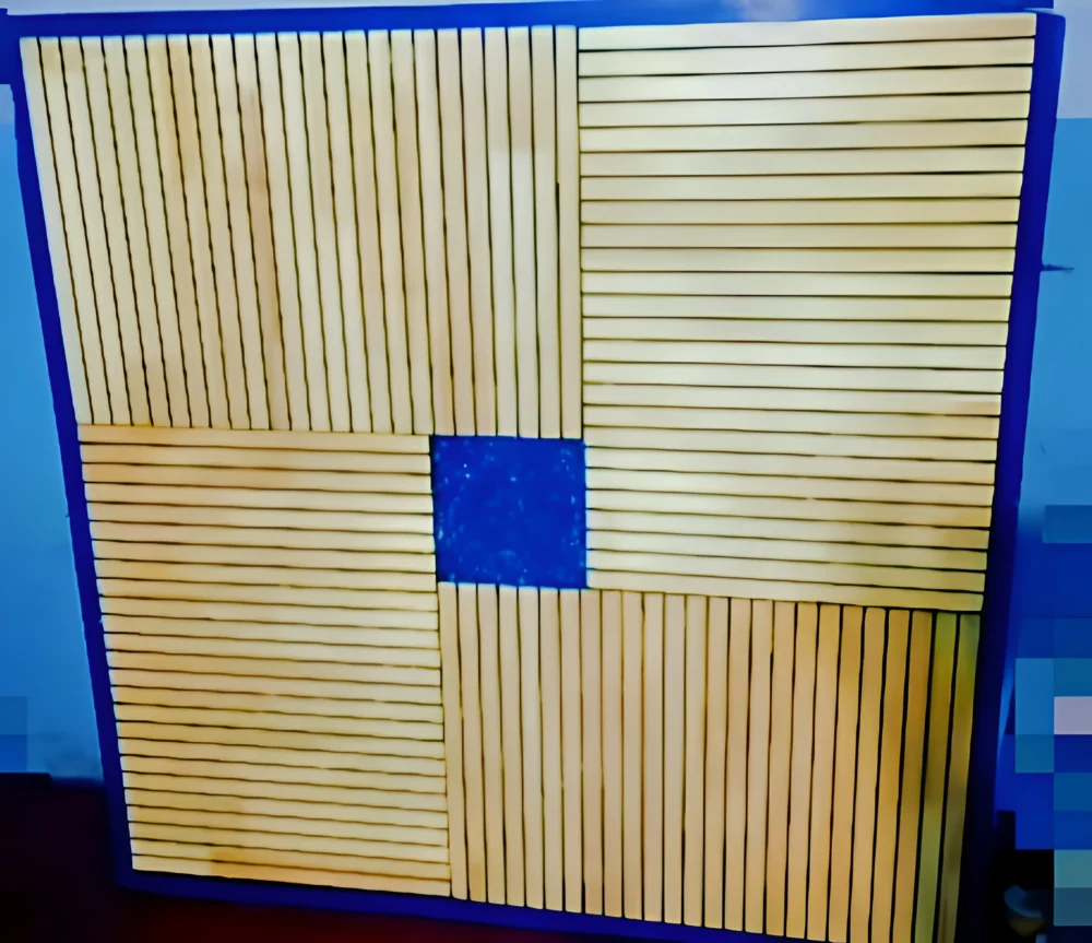 a modern and artistic resin dining table with a unique geometric design