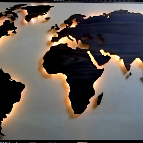 Illuminating the World: A Stunning Wooden and Resin World Map Wall Art